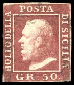 1859 - 50 cent. lacca bruno (14), usato, ... 