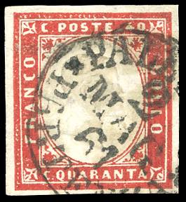 1861 - 40 cent. rosso vermiglio IV emissione ... 