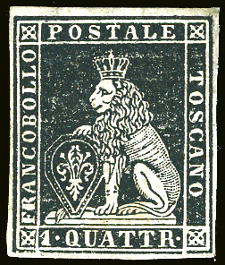 1851 - 1 quattrino nero su grigio ... 