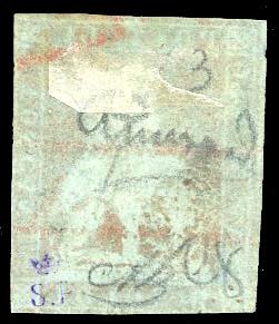 1851 - 2 soldi scarlatto su carta ... 