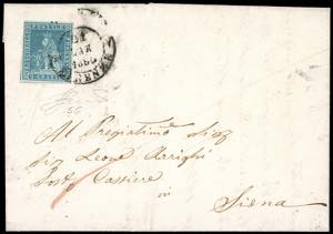 1851 - 2 crazie azzurro su carta azzurra ... 