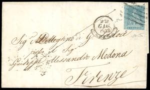 1856 - 2 crazie azzurro verdastro su grigio ... 