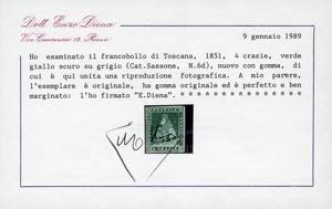 1851 - 4 crazie verde giallo scuro ... 