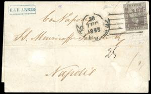 1853 - 9 crazie bruno violaceo su grigio ... 