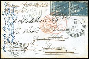 1857 - 6 crazie azzurro (15), coppia ... 