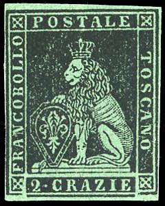 PROVE 1851 - 2 crazie nero su verde, prova ... 