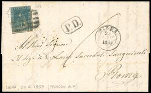 1859  - 6 crazie azzurro cupo, II emissione ... 