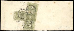 1860 - 5 cent. verde oliva (18a), quattro ... 