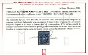 1860 - 20 cent. azzurro (20), due ... 