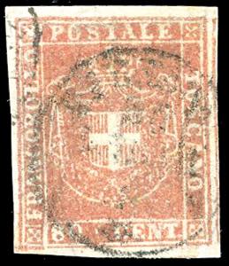 1860 - 80 cent. carnicino (22), usato con ... 