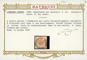 1858 - 4 kr. vermiglio (4a), ... 