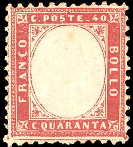 1863 - 40 cent. rosso carminio, posiz. 12 ... 