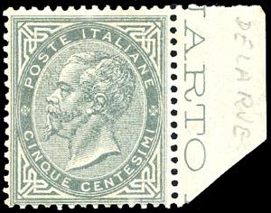 1863 - 5 cent. De La Rue, tiratura ... 