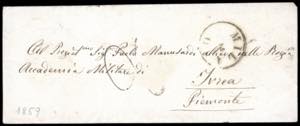 1859 - Piccola busta non affrancata da ... 