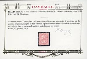 1863 - 40 cent. rosa carminio, De ... 