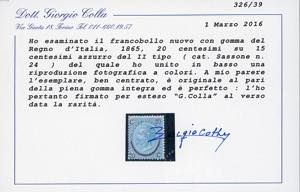 1865 - 20 cent. su 15 cent. Ferro ... 