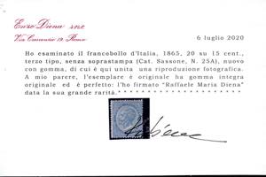 1865 - 20 cent. su 15 cent. Ferro ... 