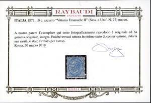 1877 - 10 cent. azzurro (27), ... 