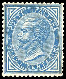 1877 - 10 cent. azzurro (27), ottima ... 