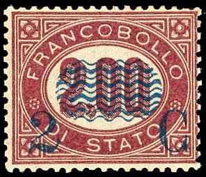 1878 - 2 cent. su 2 lire Servizio ... 