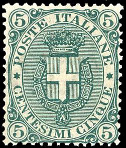 1891 - 5 cent. Stemma, fondo rigato (59), ... 