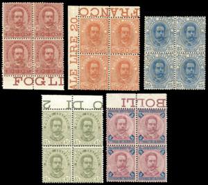 1891/96 - Umberto I, serietta di cinque ... 