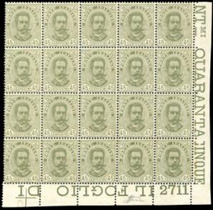 1895 - 45 cent. Umberto I (63), blocco di ... 