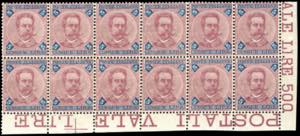 1891 - 5 lire carminio e azzurro Umberto I ... 