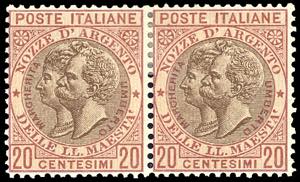 1893 - 20 cent. rosso bruno e bruno, Nozze ... 