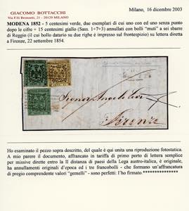 1854 - 5 cent. verde, un esemplare ... 