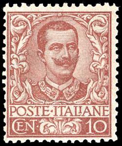 1901 - 10 cent. Floreale (71), nuovo, gomma ... 