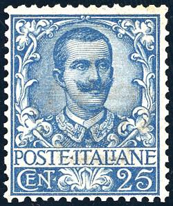1901 - 25 cent. Floreale (73), nuovo, gomma ... 