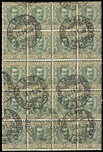 1910 - 10 lire Floreale (91), blocco di 20 ... 