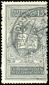 1921 - 15 cent. grigio Dante, non emesso ... 