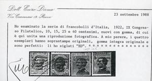 1922 - Congresso Filatelico, terza ... 