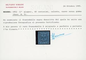 1852 - 40 cent. celeste (5), ben ... 