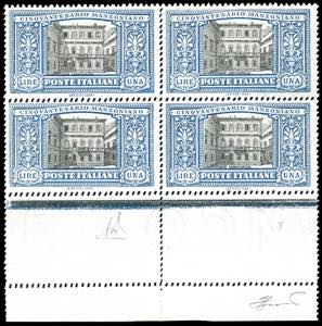 1923 - 1 lira Manzoni, doppia dentellatura ... 