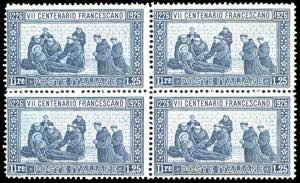 1926 - 1,25 lire San Francesco, dent. 13 1/2 ... 