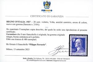 1927 - 20 cent. Volta violetto, ... 