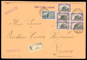 1928 - 30 + 10 cent. blocco di quattro e ... 