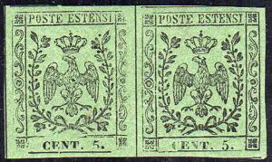 1855 - 5 cent. verde oliva, coppia ... 