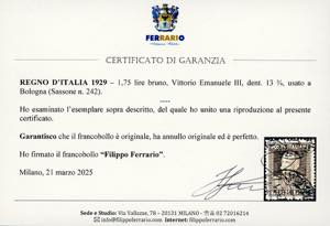 1929 - 1,75 lire bruno Vittorio ... 