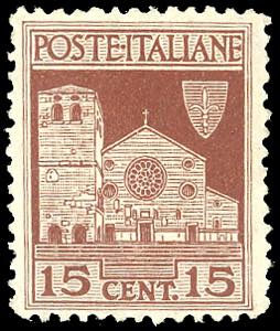 1924 - 15 cent. bruno rosso, Artistica ... 