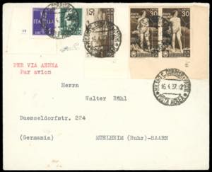 1937 - 1 lira Imperiale, angolo di foglio ... 