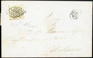 1857 - 8 baj bianco, falso per posta di ... 