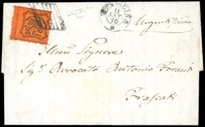 1870 - 10 cent. arancio vermiglio (26), ... 
