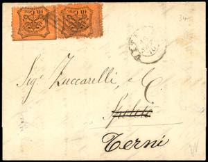 1870 - 10 cent. arancio vermiglio (25), due ... 