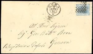 1870 - 20 cent. azzurro, tiratura di Torino ... 