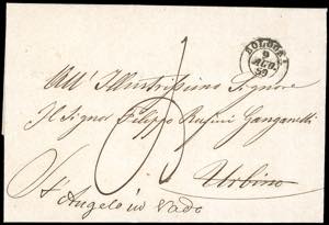 1859 - Lettera non affrancata da Bologna ... 