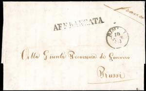 1859 - Lettera pagata in contanti da Rimini ... 